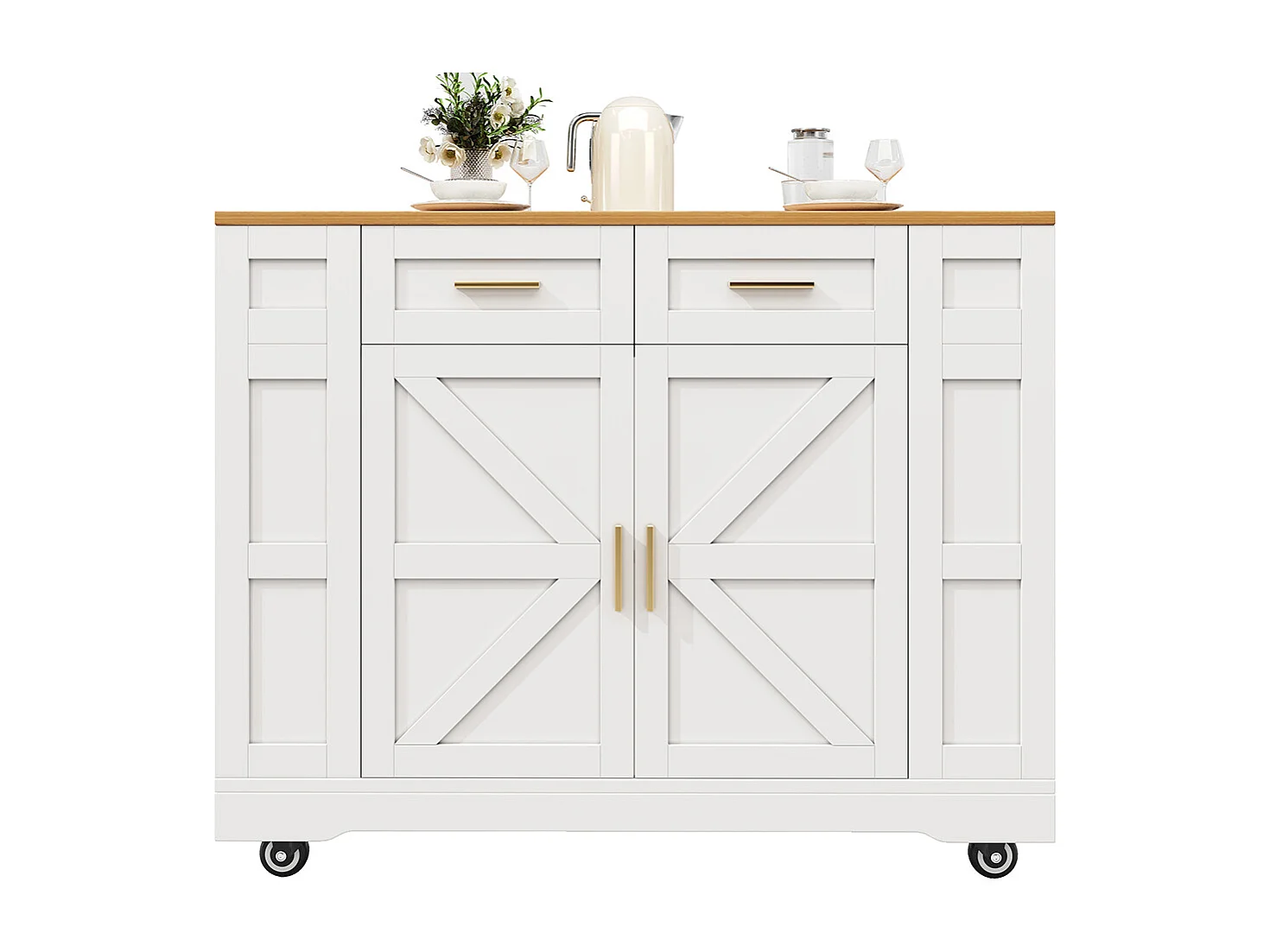 Buffet de cuisine moderne desserte veinures bois table à manger multifonctionnelle espace rangement desserte armoires extensibles blanc