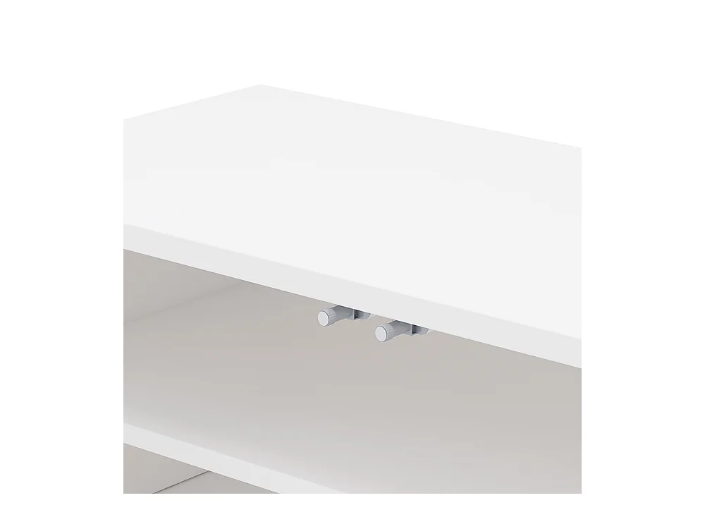 Meuble TV bas espace rangement surface mate gestion câbles design minimaliste salon chambre couloir