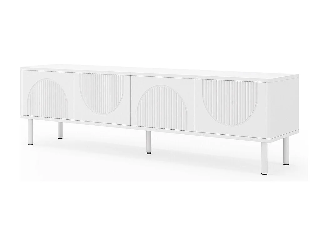 Meuble TV bas espace rangement surface mate gestion câbles design minimaliste salon chambre couloir