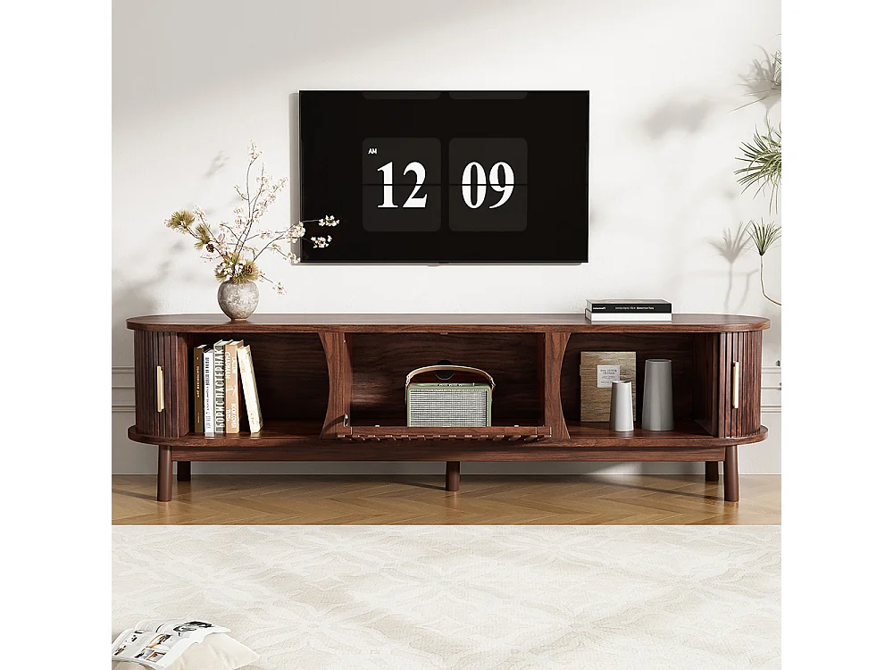 TV-meubel 165x39x46 cm bruin schuifdeur geschikt voor 65 inch