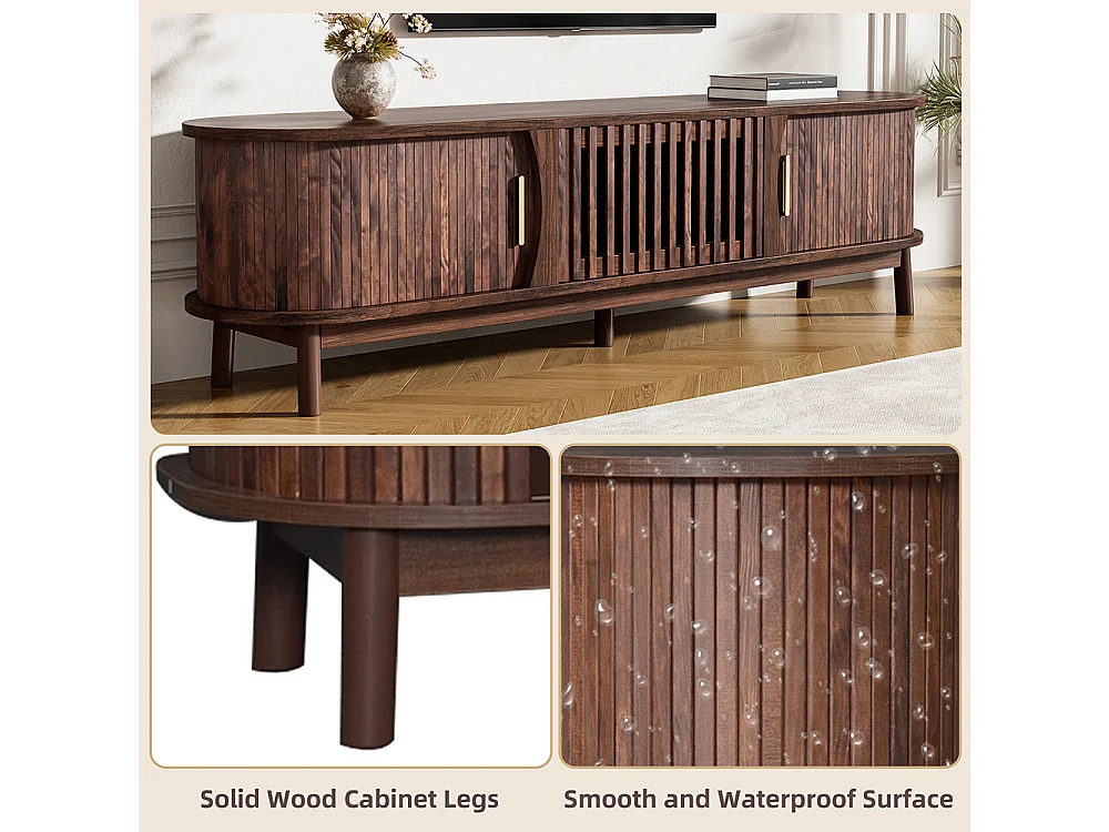 TV-meubel 165x39x46 cm bruin schuifdeur geschikt voor 65 inch