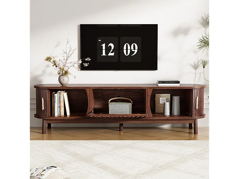 TV-meubel 165x39x46 cm bruin schuifdeur geschikt voor 65 inch