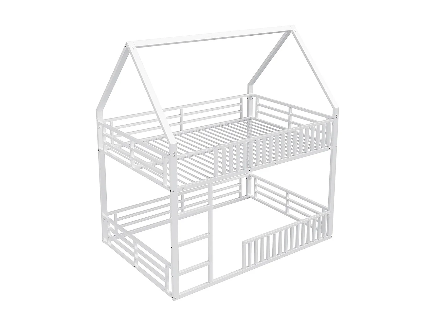 Lit mezzanine maison 140x200 barrière éclairage LED blanc