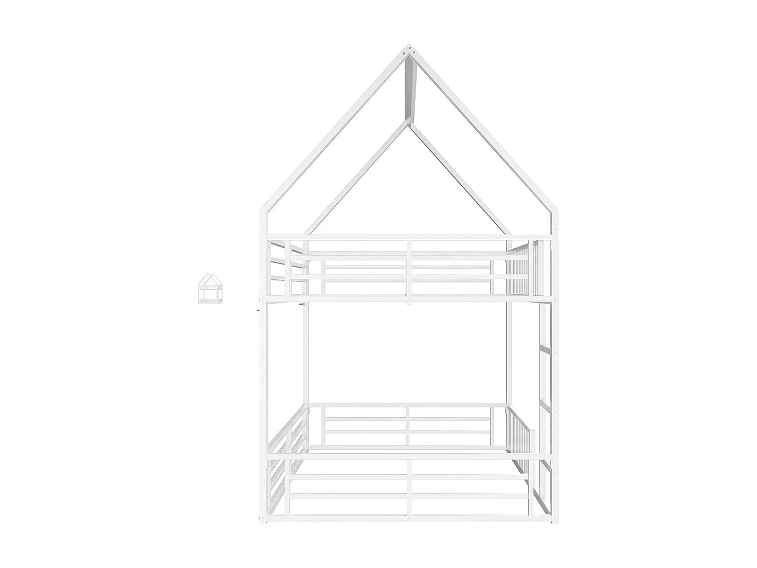 Lit mezzanine maison 140x200 barrière éclairage LED blanc