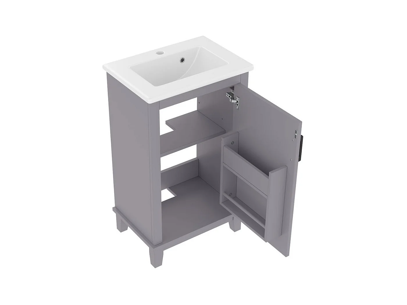 Meuble salle de bain lavabo vasque laque etageres porte etageres reglables vasque ceramique integre petites pieces gris