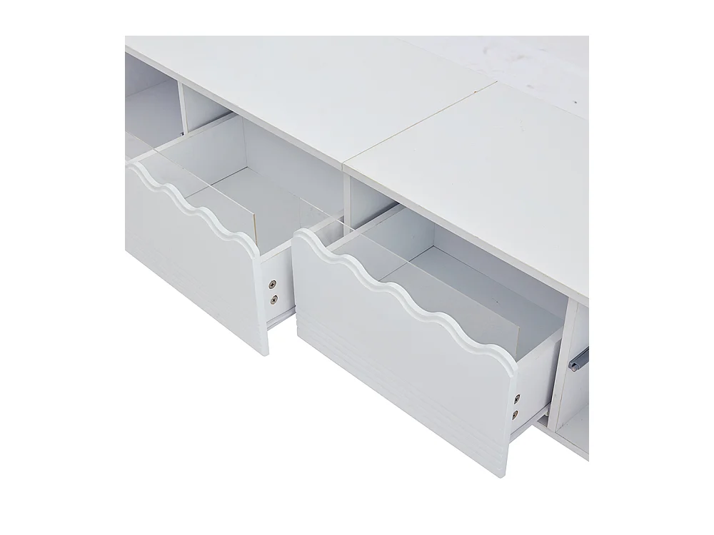 Meuble TV 176x38x45 cm blanc 2 armoires 2 tiroirs 6 pieds adapté 75 pouces