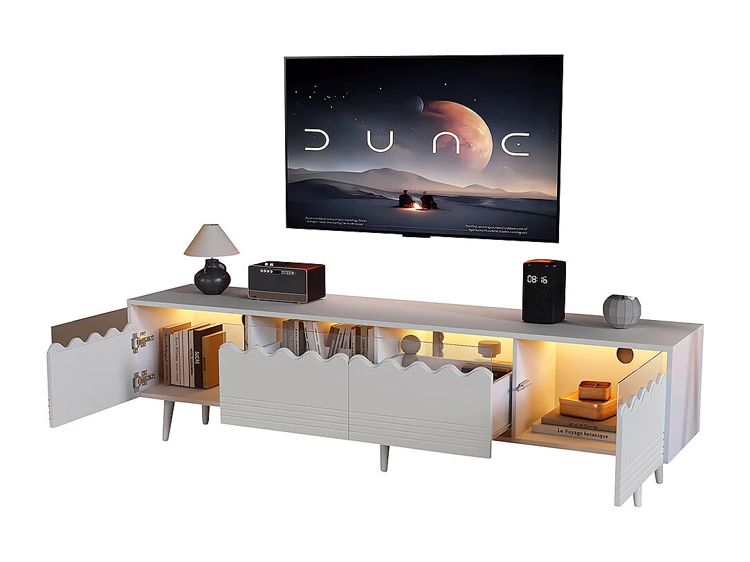 TV-meubel 176x38x45 cm wit 2 kasten 2 lades 6 poten geschikt voor 75 inch