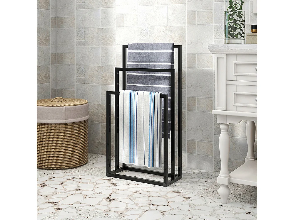 Porte serviettes salle de bain sèche serviettes large 3 niveaux extérieur sur pied piscine présentoir serviettes extra larges