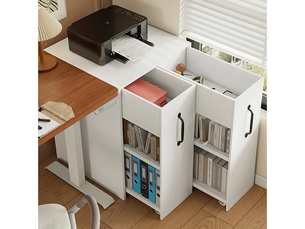 Armoire à dossiers roulettes compartiments tiroirs bois réversible gauche droite extraction totale sécurité antichute meuble canapé chevet