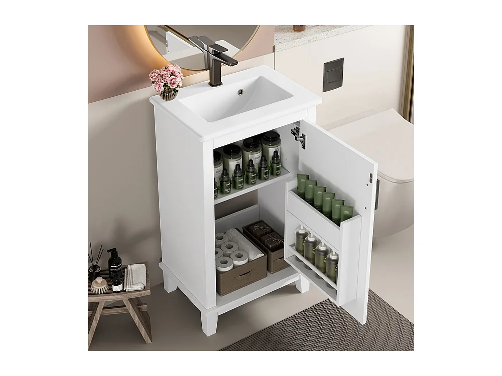 Meuble salle de bain lavabo vasque laque etageres porte etageres reglables vasque ceramique integre petites pieces blanc