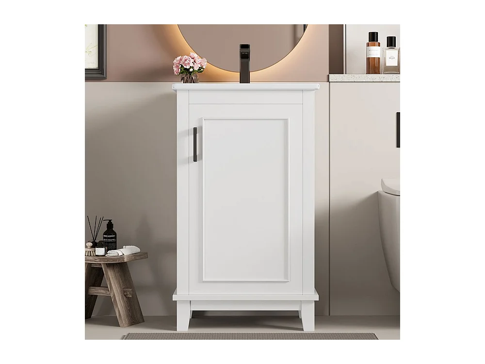 Meuble salle de bain lavabo vasque laque etageres porte etageres reglables vasque ceramique integre petites pieces blanc