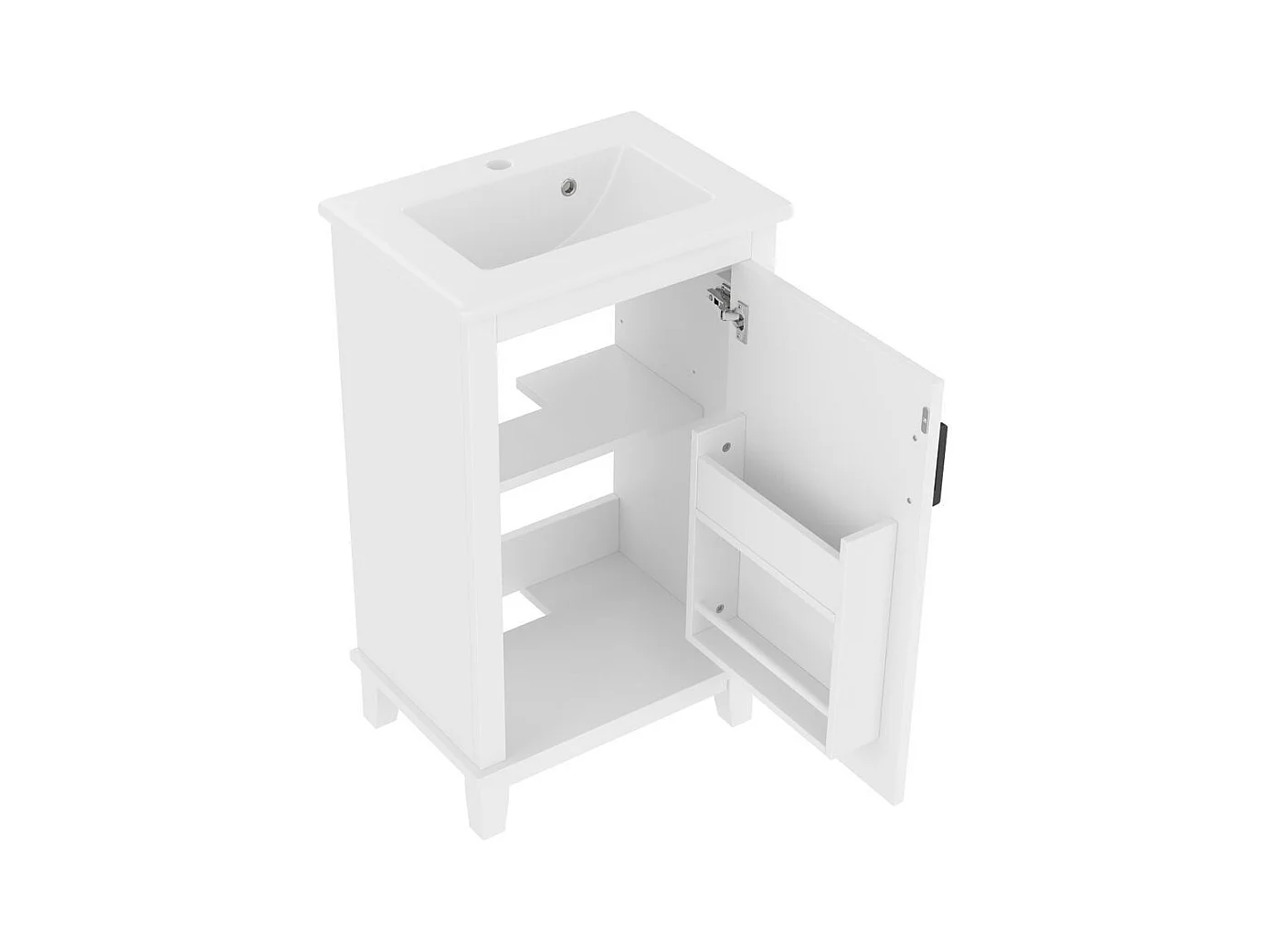 Meuble salle de bain lavabo vasque laque etageres porte etageres reglables vasque ceramique integre petites pieces blanc