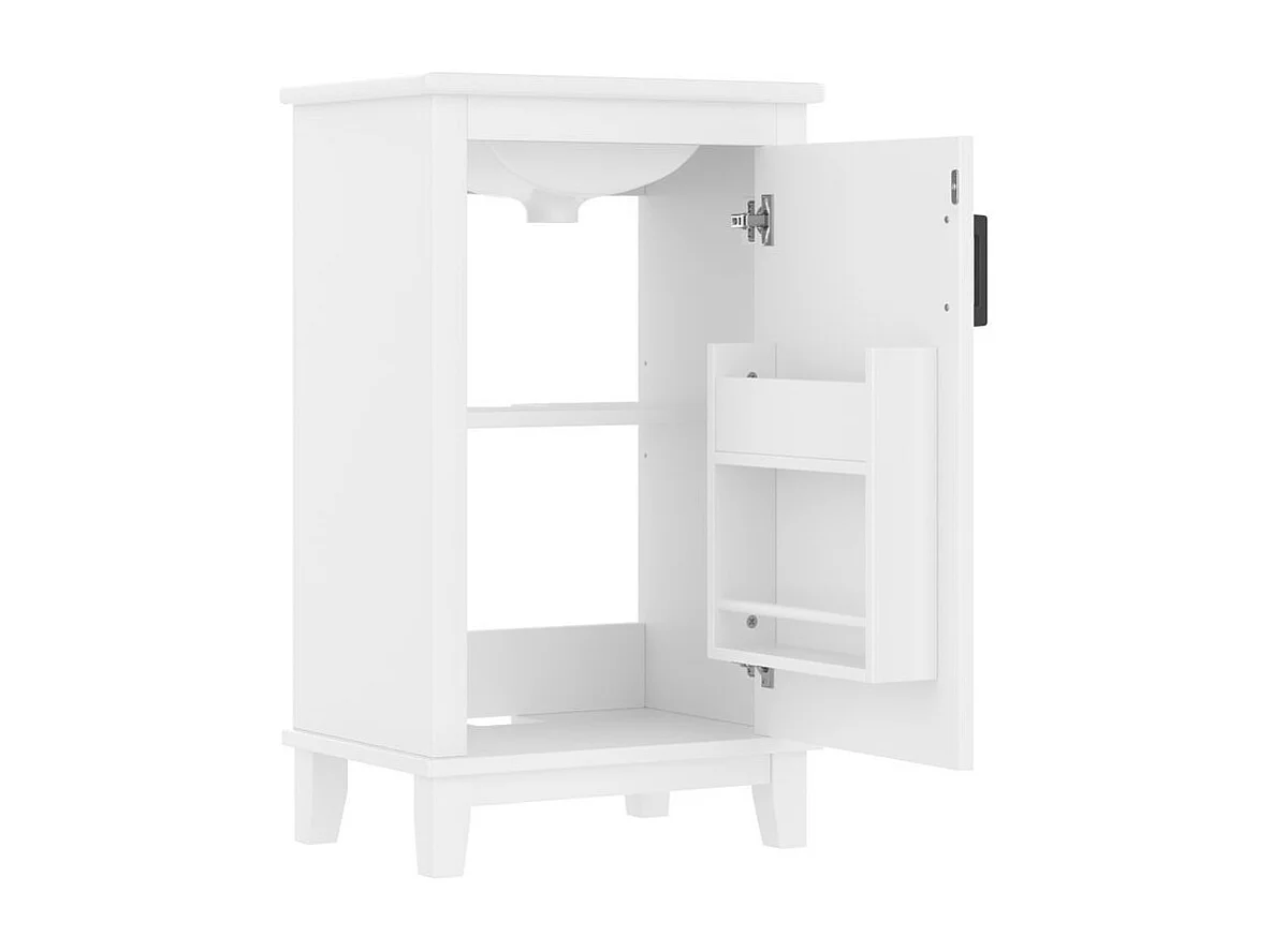 Meuble salle de bain lavabo vasque laque etageres porte etageres reglables vasque ceramique integre petites pieces blanc