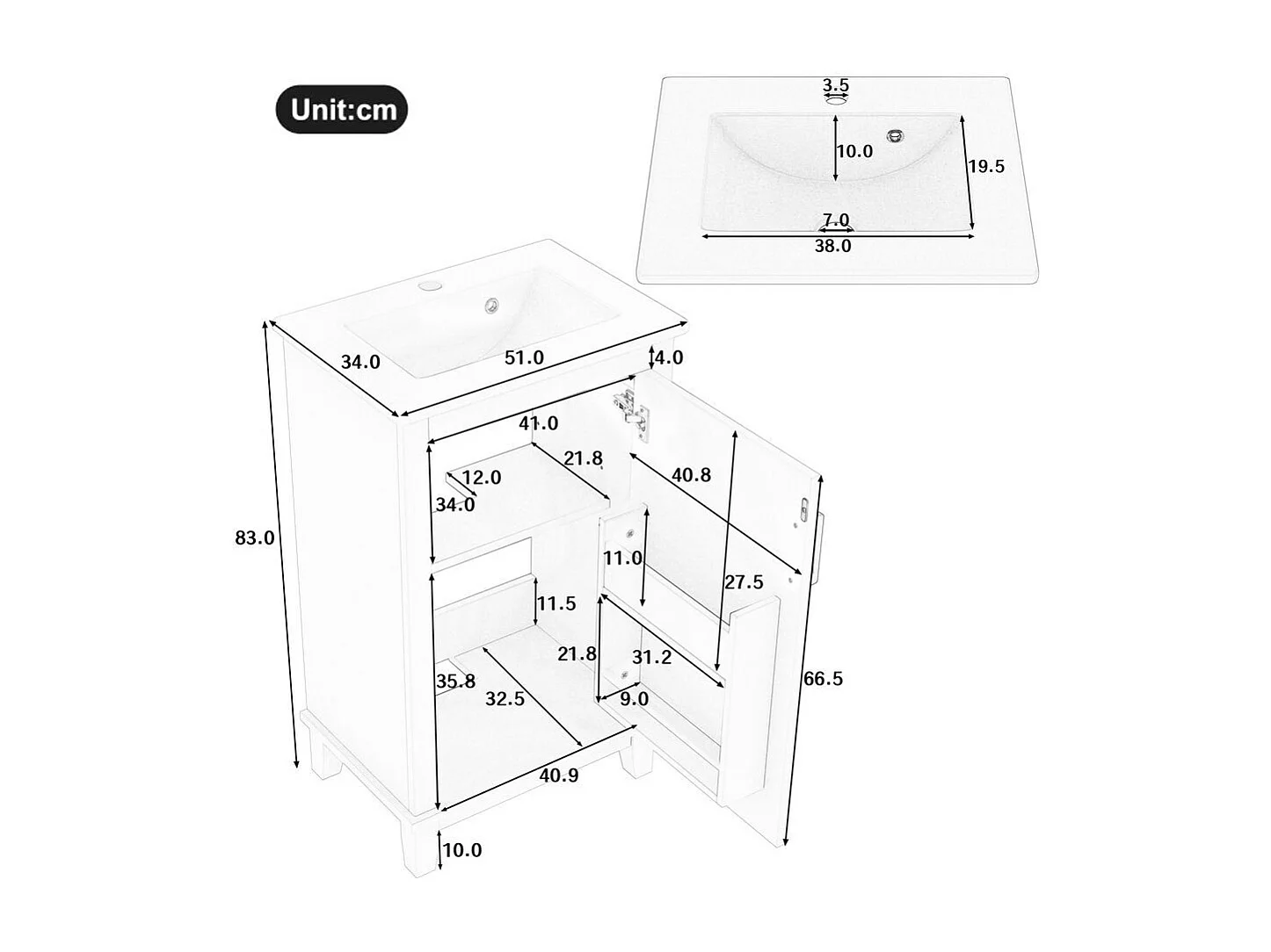 Meuble salle de bain lavabo vasque laque etageres porte etageres reglables vasque ceramique integre petites pieces blanc