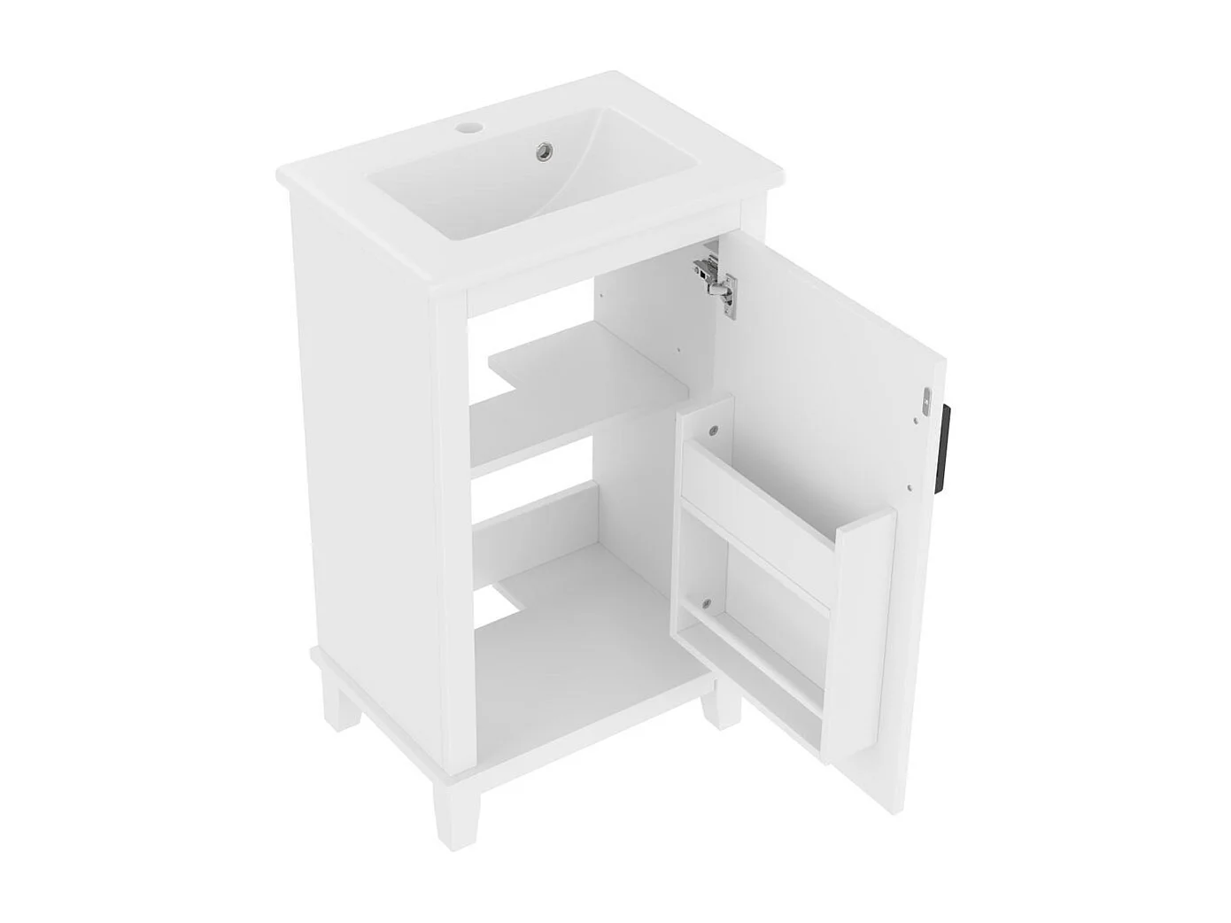 Meuble salle de bain lavabo vasque laque etageres porte etageres reglables vasque ceramique integre petites pieces blanc