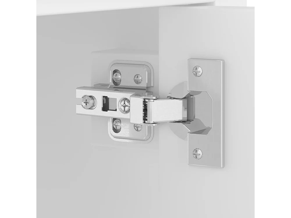 Meuble salle de bain lavabo pieds bois massif MDF hydrofuge grand rangement vasque ceramique integre blanc