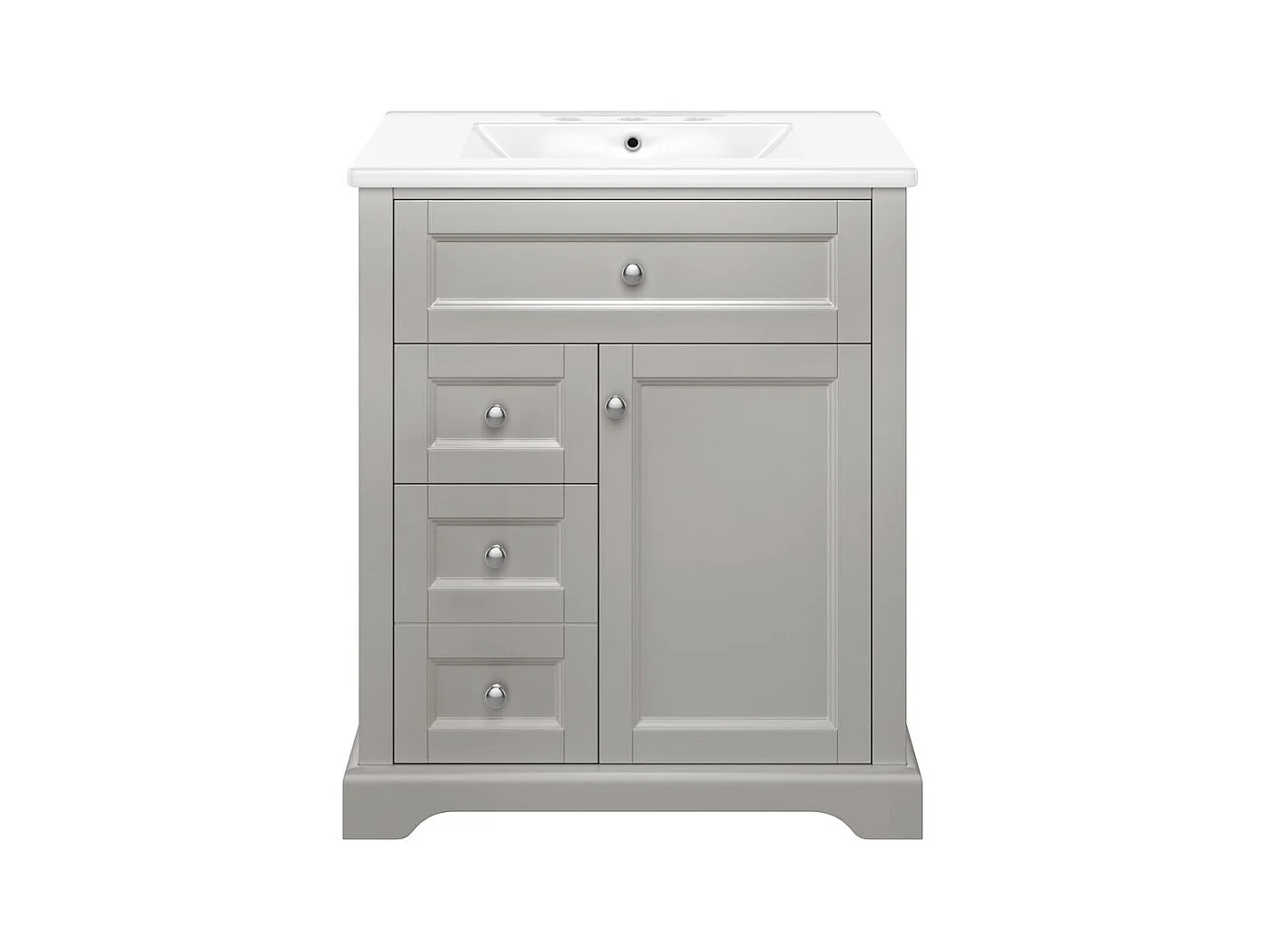 Meuble salle de bain lavabo vasque laque hydrofuge glissieres fermeture douce etageres porte tiroir rabattable surface reglable gris