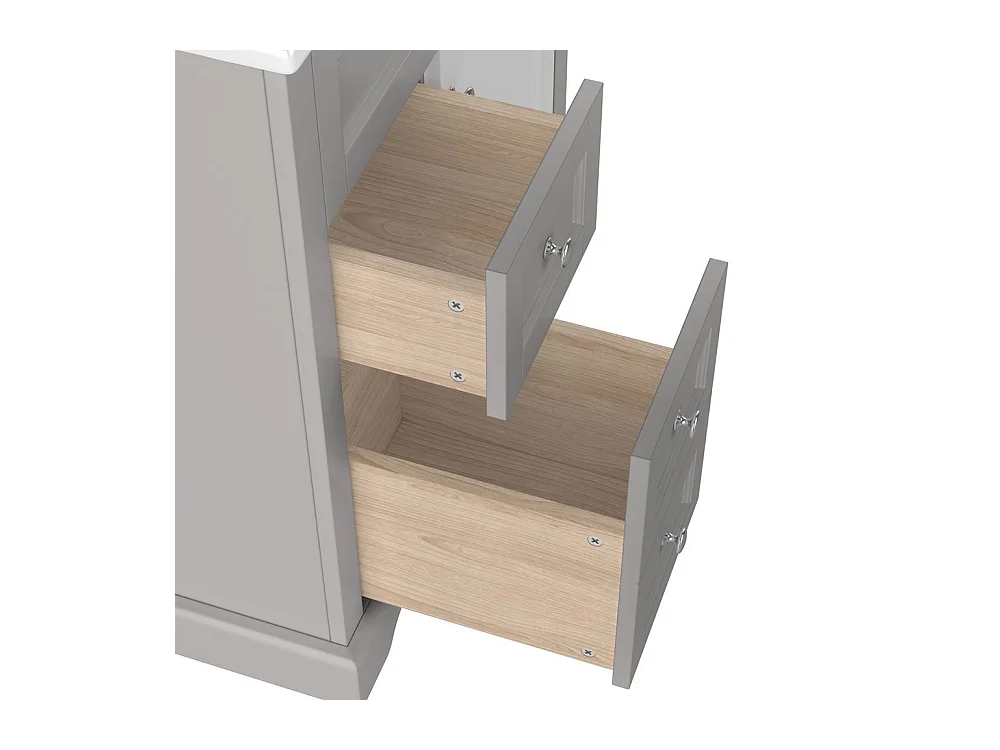 Meuble salle de bain lavabo vasque laque hydrofuge glissieres fermeture douce etageres porte tiroir rabattable surface reglable gris