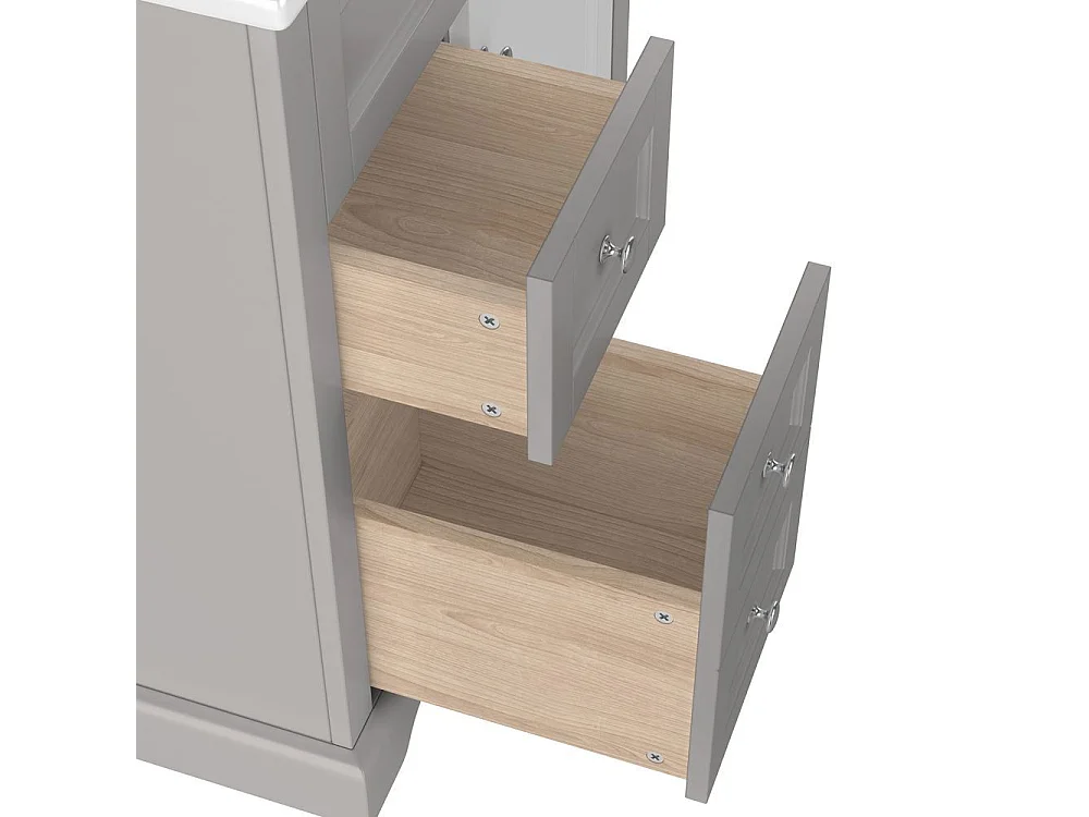 Meuble salle de bain lavabo vasque laque hydrofuge glissieres fermeture douce etageres porte tiroir rabattable surface reglable gris