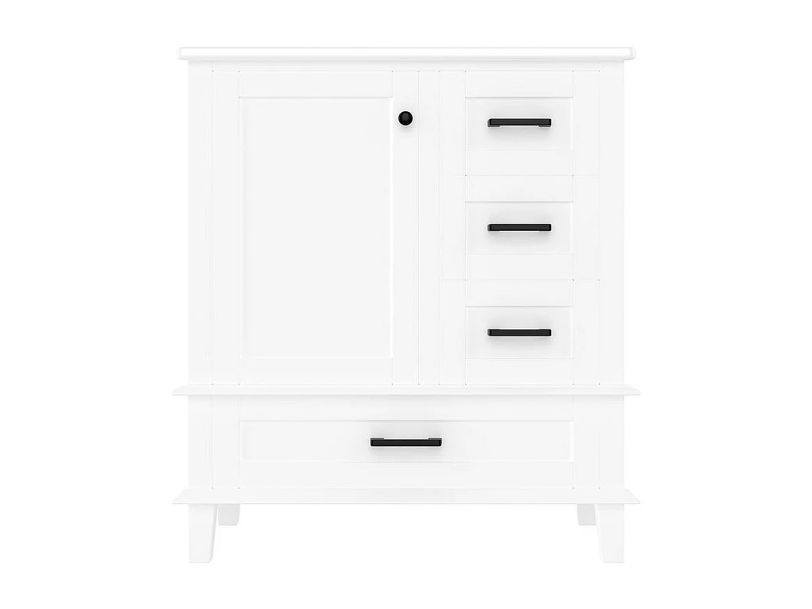 Meuble salle de bain lavabo vasque laque etagere porte trois tiroirs silencieux vasque ceramique integre blanc