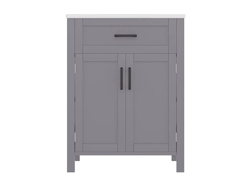 Meuble salle de bain lavabo vasque laque doubles etageres porte tiroirs pratiques etageres reglables vasque ceramique integre gris