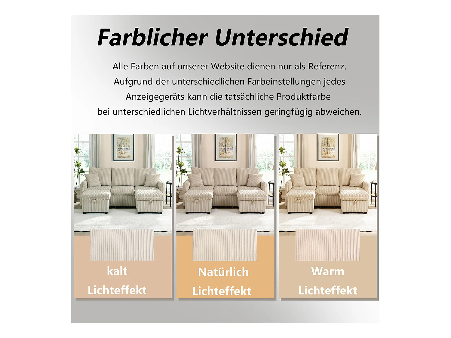 Divano angolare multifunzionale a 3 posti in tessuto corda, con contenitore integrato e poggiapiedi modulare, beige (188x186x86 cm)