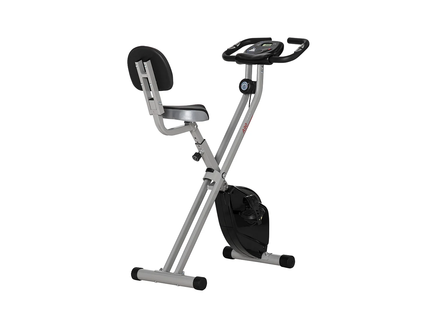 Vélo d'appartement pliable avec résistance magnétique 8 niveaux, siège réglable, cadre en acier, noir-gris (43x97x109cm)