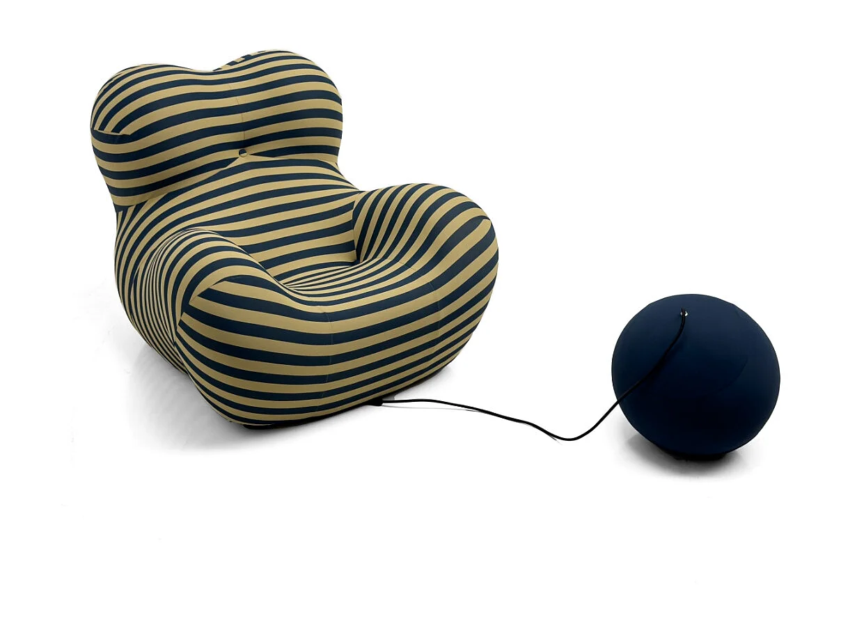 Samendrukbare hoekbank, ergonomisch omhullend design, zachte stof, geel en zwart (118x102x93cm)