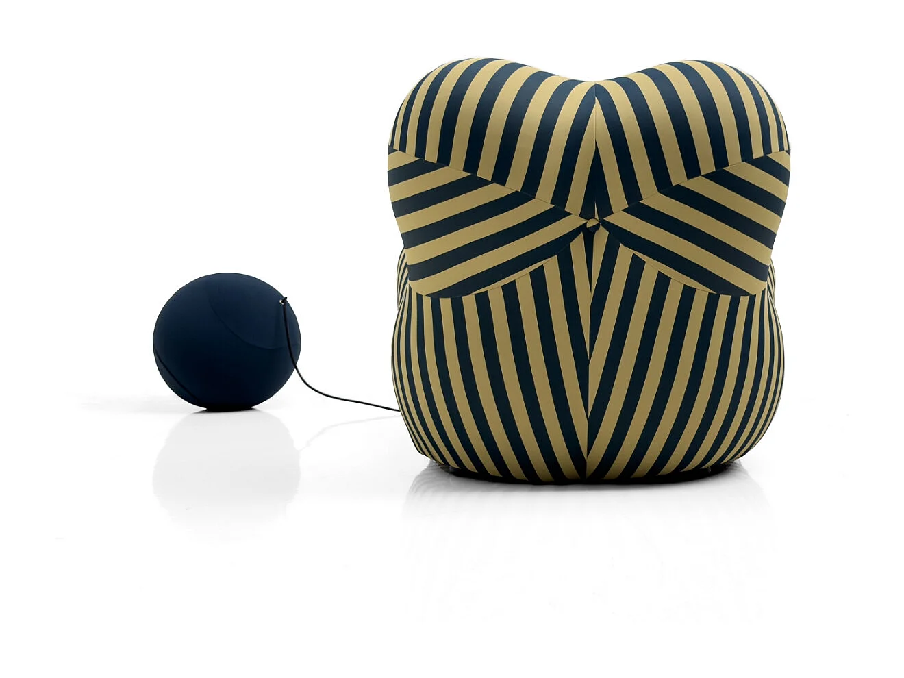 Samendrukbare hoekbank, ergonomisch omhullend design, zachte stof, geel en zwart (118x102x93cm)