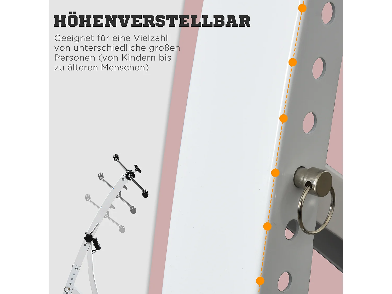 Vélo d'appartement pliable pour seniors, écran LED, résistance réglable, acier, blanc (40x42.5x100cm)