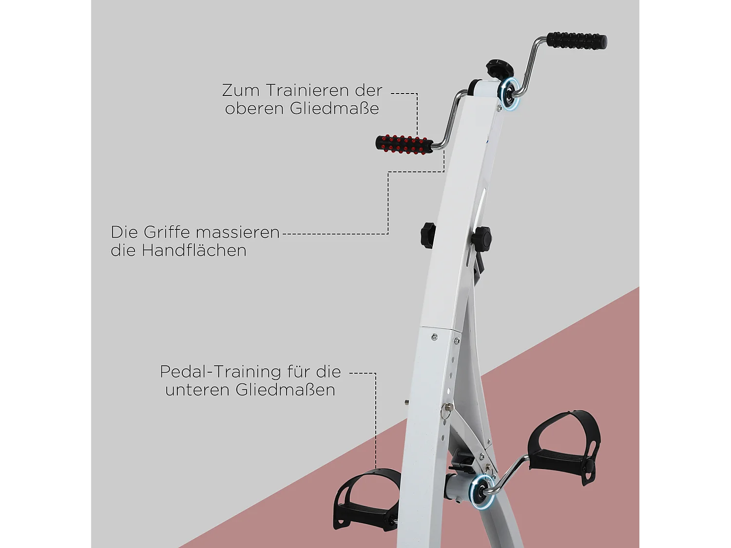 Vélo d'appartement pliable pour seniors, écran LED, résistance réglable, acier, blanc (40x42.5x100cm)