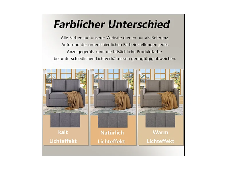 Divano letto trasformabile multifunzionale, design compatto, in schiuma e tessuto di lino e cotone, grigio antico (127x75x94cm)