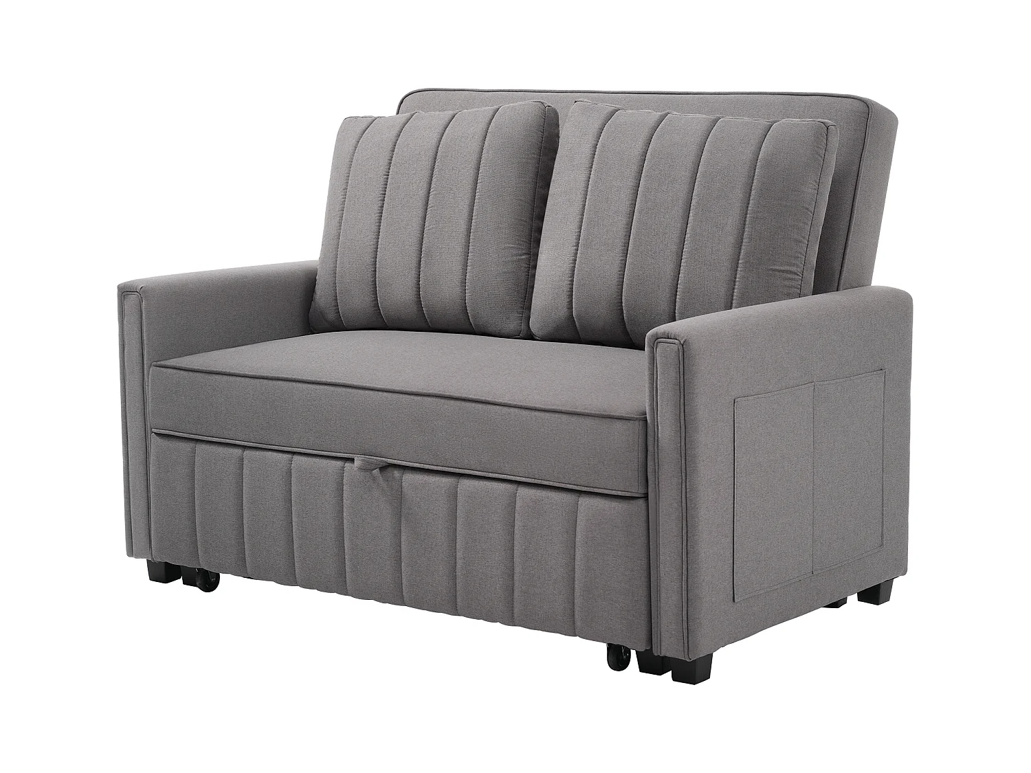 Divano letto trasformabile multifunzionale, design compatto, in schiuma e tessuto di lino e cotone, grigio antico (127x75x94cm)