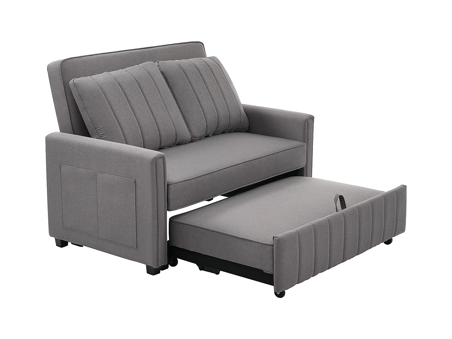 Divano letto trasformabile multifunzionale, design compatto, in schiuma e tessuto di lino e cotone, grigio antico (127x75x94cm)