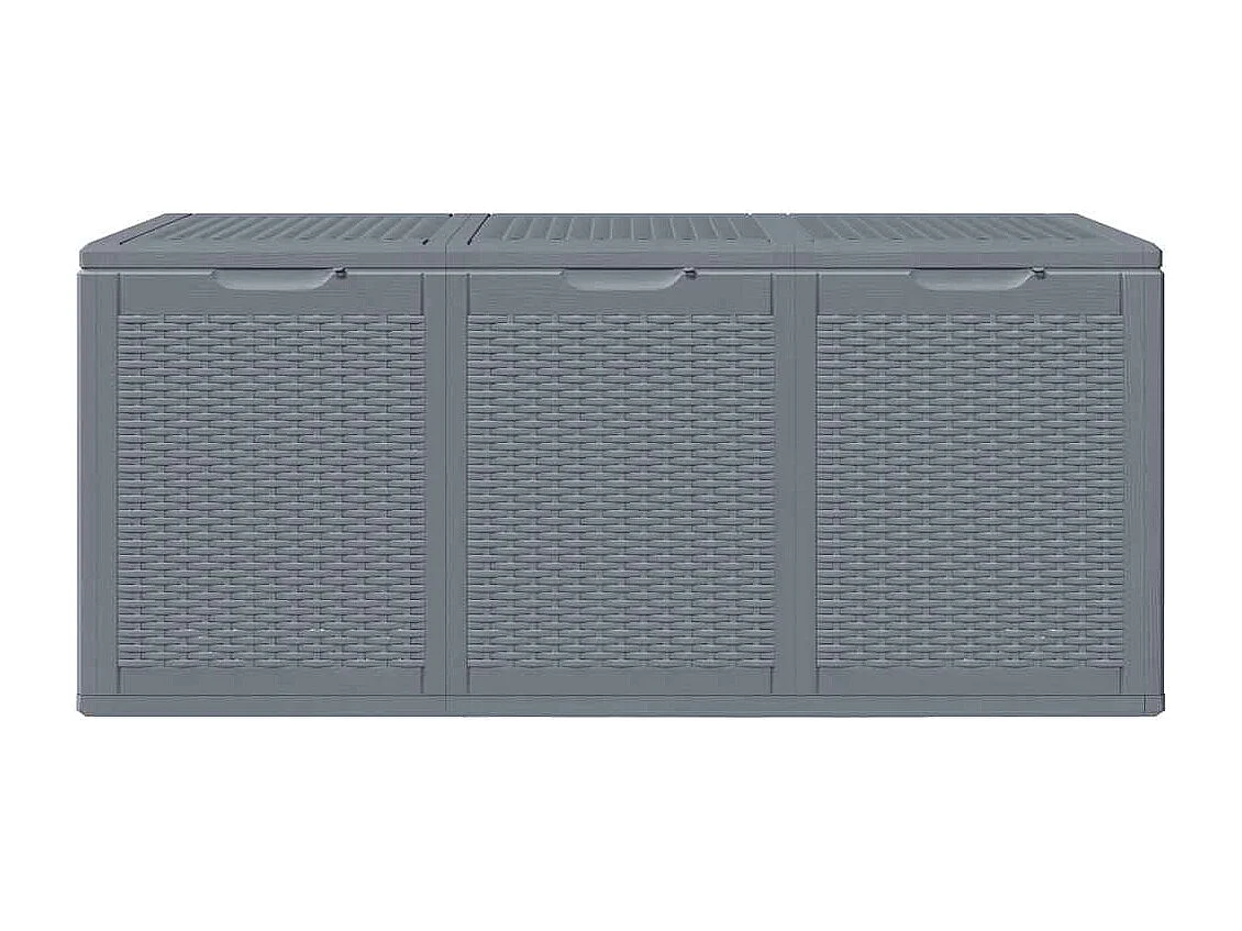 Caja de almacenamiento para jardín de ratán PP gris de 270 L
