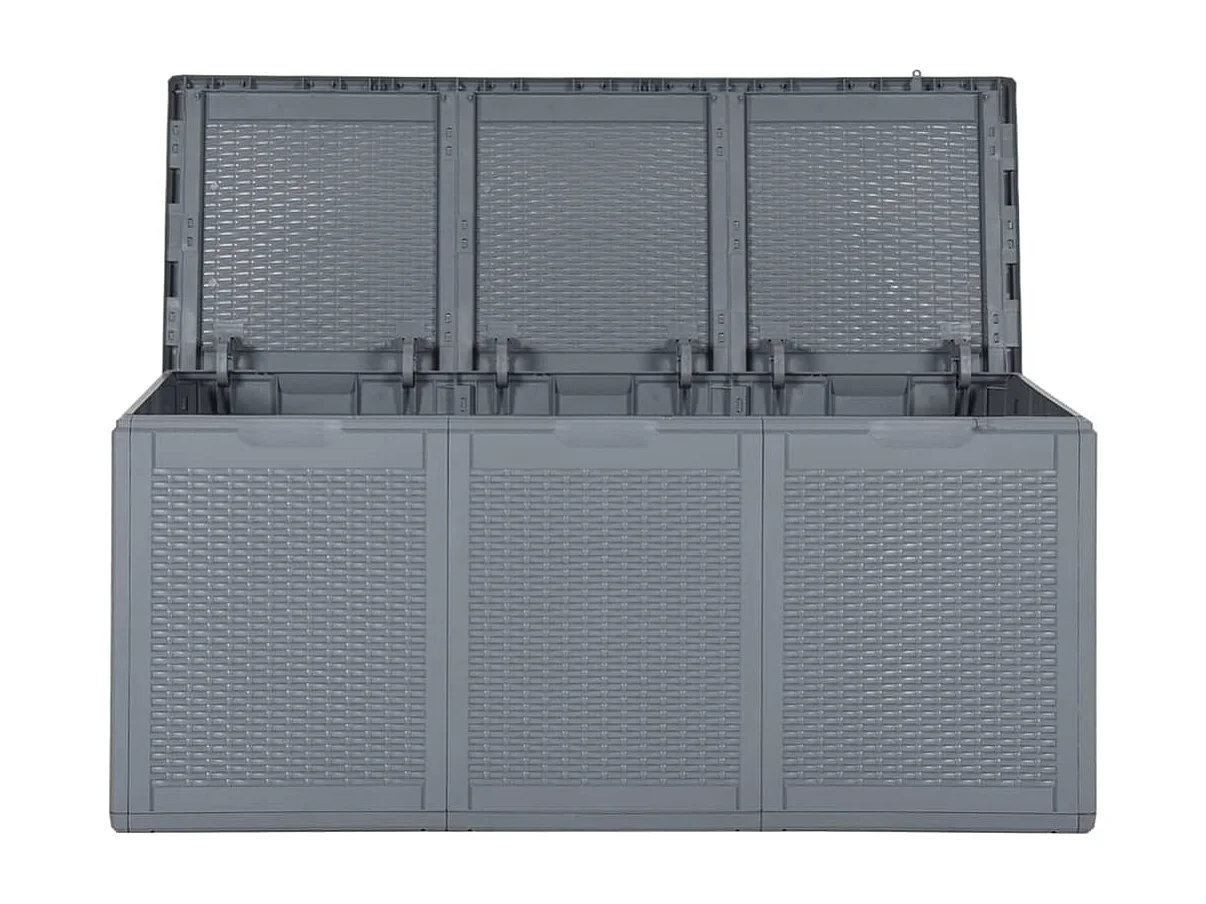 Caja de almacenamiento para jardín de ratán PP gris de 270 L