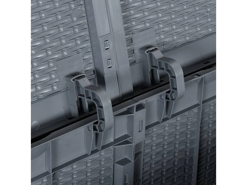 Caja de almacenamiento para jardín de ratán PP gris de 270 L