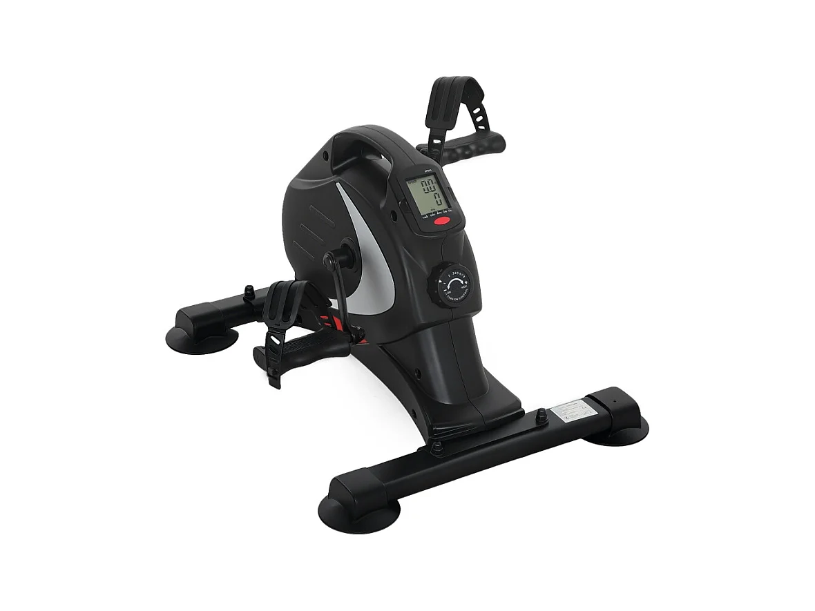 Mini pédalier d'entraînement silencieux avec résistance magnétique 8 niveaux, acier, noir (58x48x37cm)