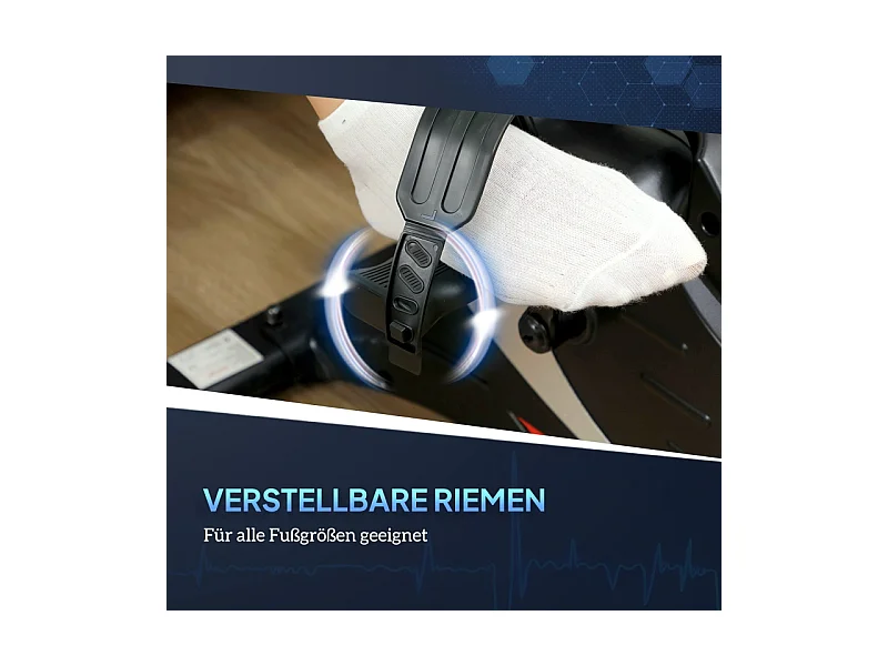 Mini pédalier d'entraînement silencieux avec résistance magnétique 8 niveaux, acier, noir (58x48x37cm)