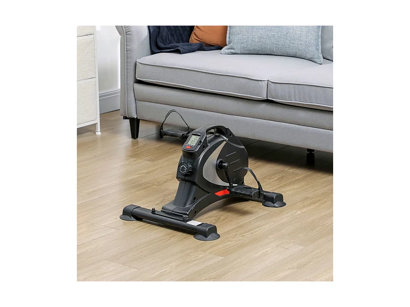 Mini pédalier d'entraînement silencieux avec résistance magnétique 8 niveaux, acier, noir (58x48x37cm)