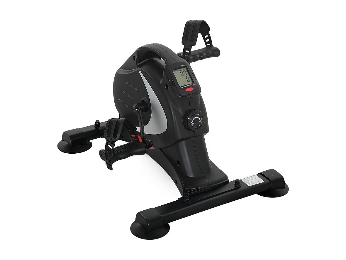 Mini pédalier d'entraînement silencieux avec résistance magnétique 8 niveaux, acier, noir (58x48x37cm)