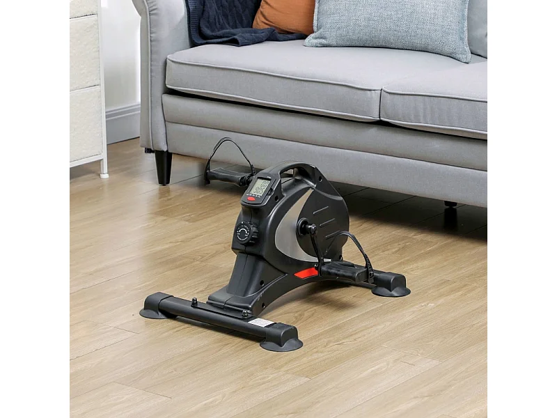 Mini pédalier d'entraînement silencieux avec résistance magnétique 8 niveaux, acier, noir (58x48x37cm)