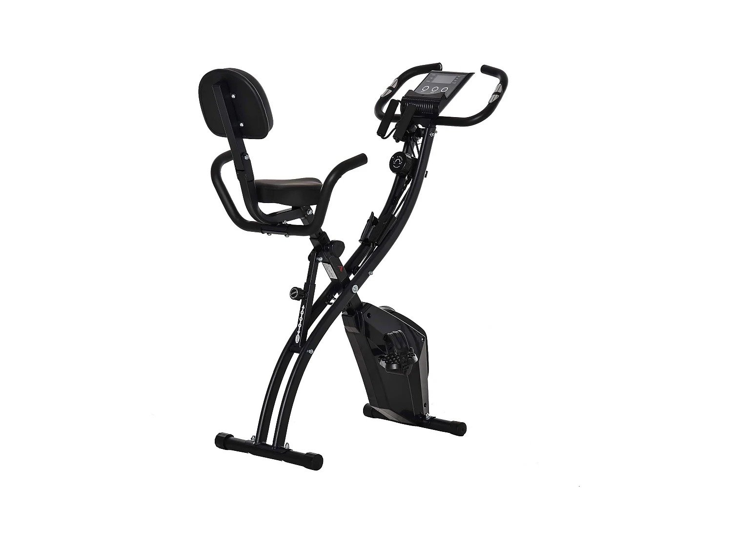 Vélo d'appartement pliable 2-en-1, résistance magnétique 8 niveaux, acier, noir (105x48x118 cm)