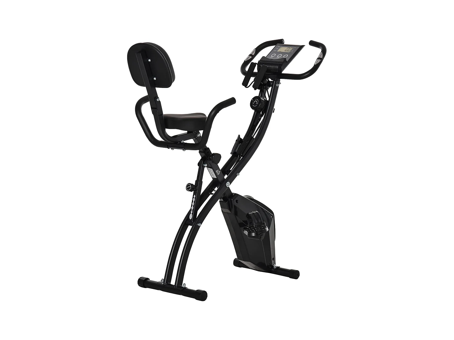 Vélo d'appartement pliable 2-en-1, résistance magnétique 8 niveaux, acier, noir (105x48x118 cm)