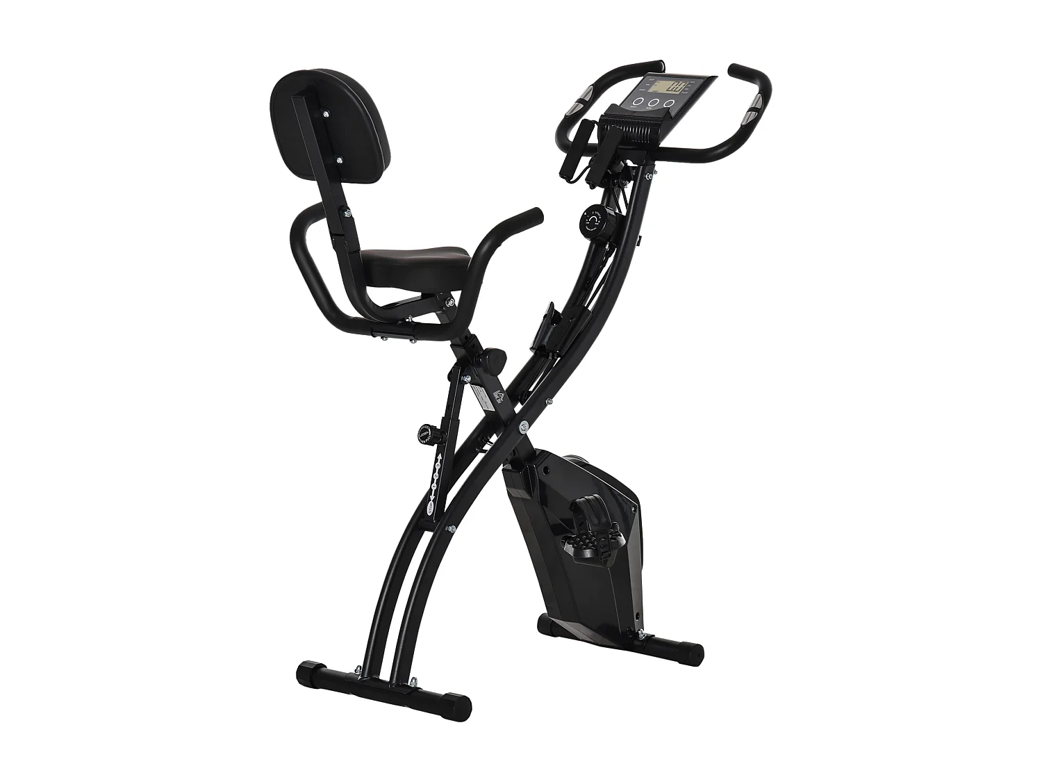 Vélo d'appartement pliable 2-en-1, résistance magnétique 8 niveaux, acier, noir (105x48x118 cm)