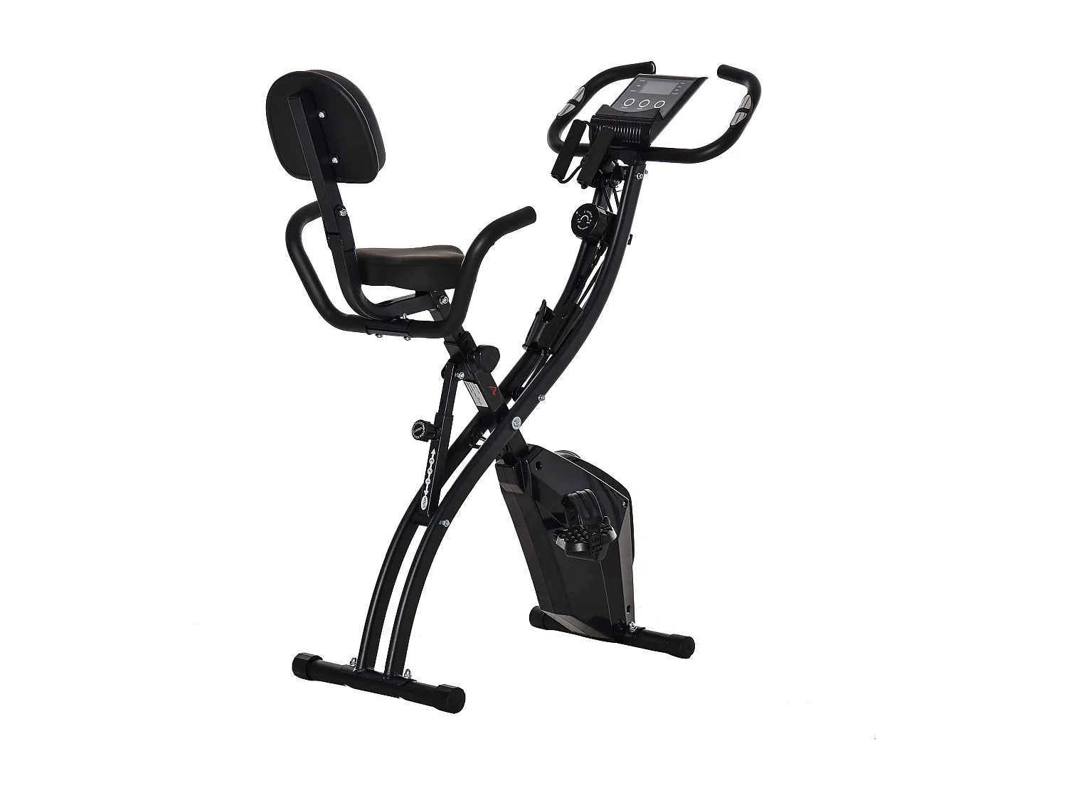 Vélo d'appartement pliable 2-en-1, résistance magnétique 8 niveaux, acier, noir (105x48x118 cm)