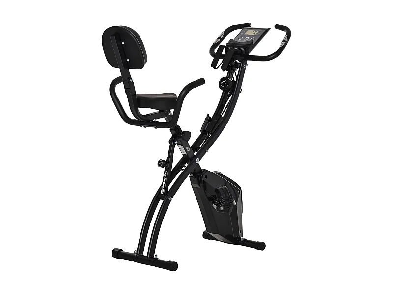 Vélo d'appartement pliable 2-en-1, résistance magnétique 8 niveaux, acier, noir (105x48x118 cm)