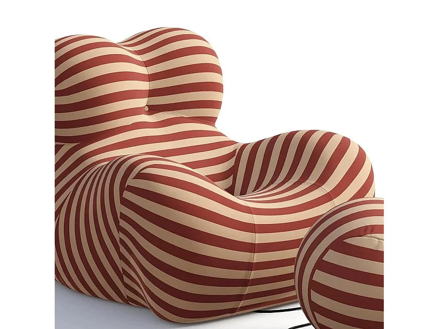 Samendrukbare hoekbank, ergonomisch omhullend design, zachte stof, rood en geel (118x102x93cm)