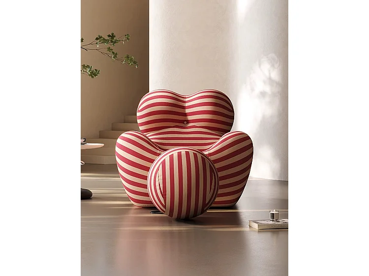 Samendrukbare hoekbank, ergonomisch omhullend design, zachte stof, rood en geel (118x102x93cm)