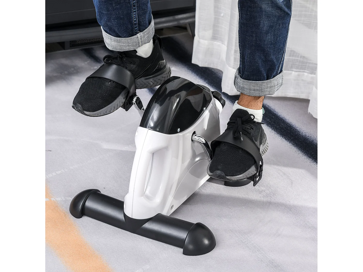 Mini compacte hometrainer voor training en revalidatie, ijzer, wit (40x39x29cm)